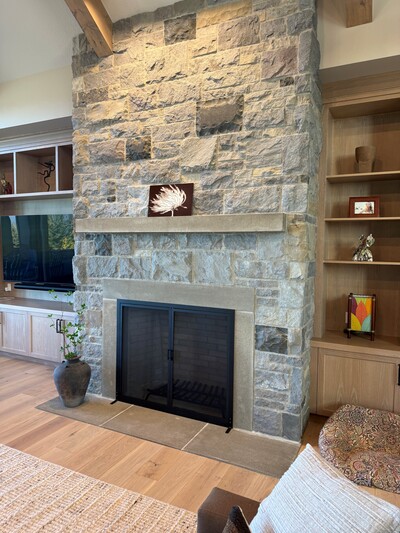 Stone fireplace in portland or cover